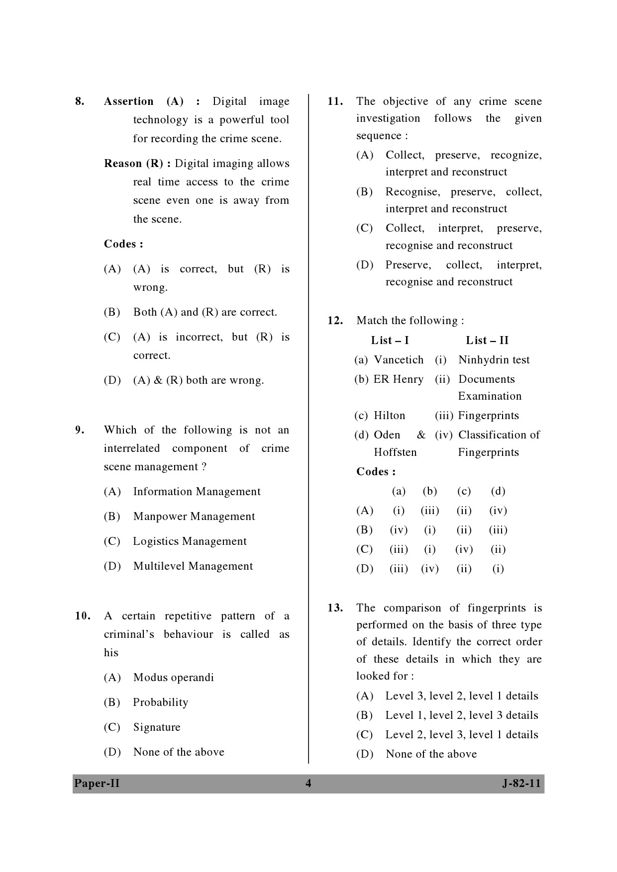 UGC NET Forensic Science Question Paper II June 2011 4