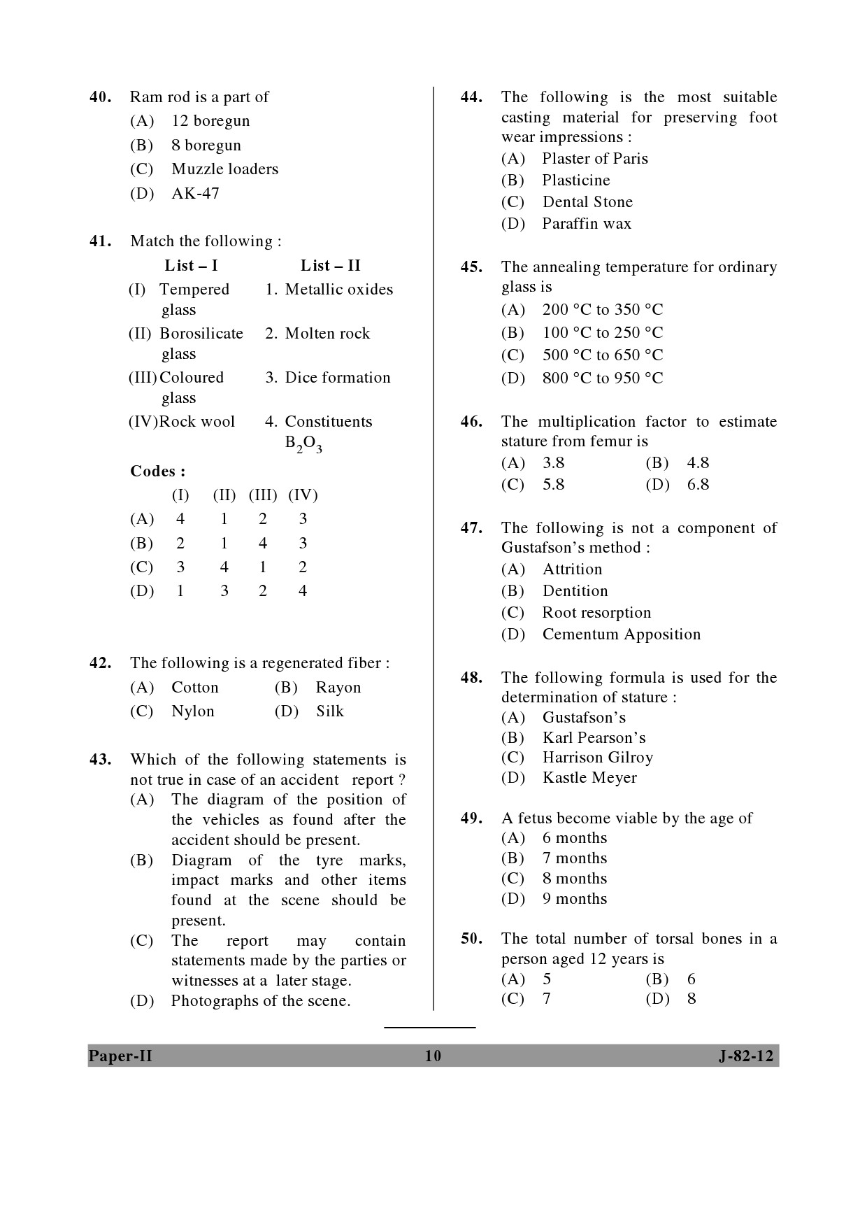 UGC NET Forensic Science Question Paper II June 2012 10