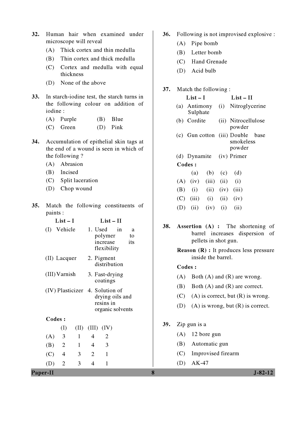 UGC NET Forensic Science Question Paper II June 2012 8