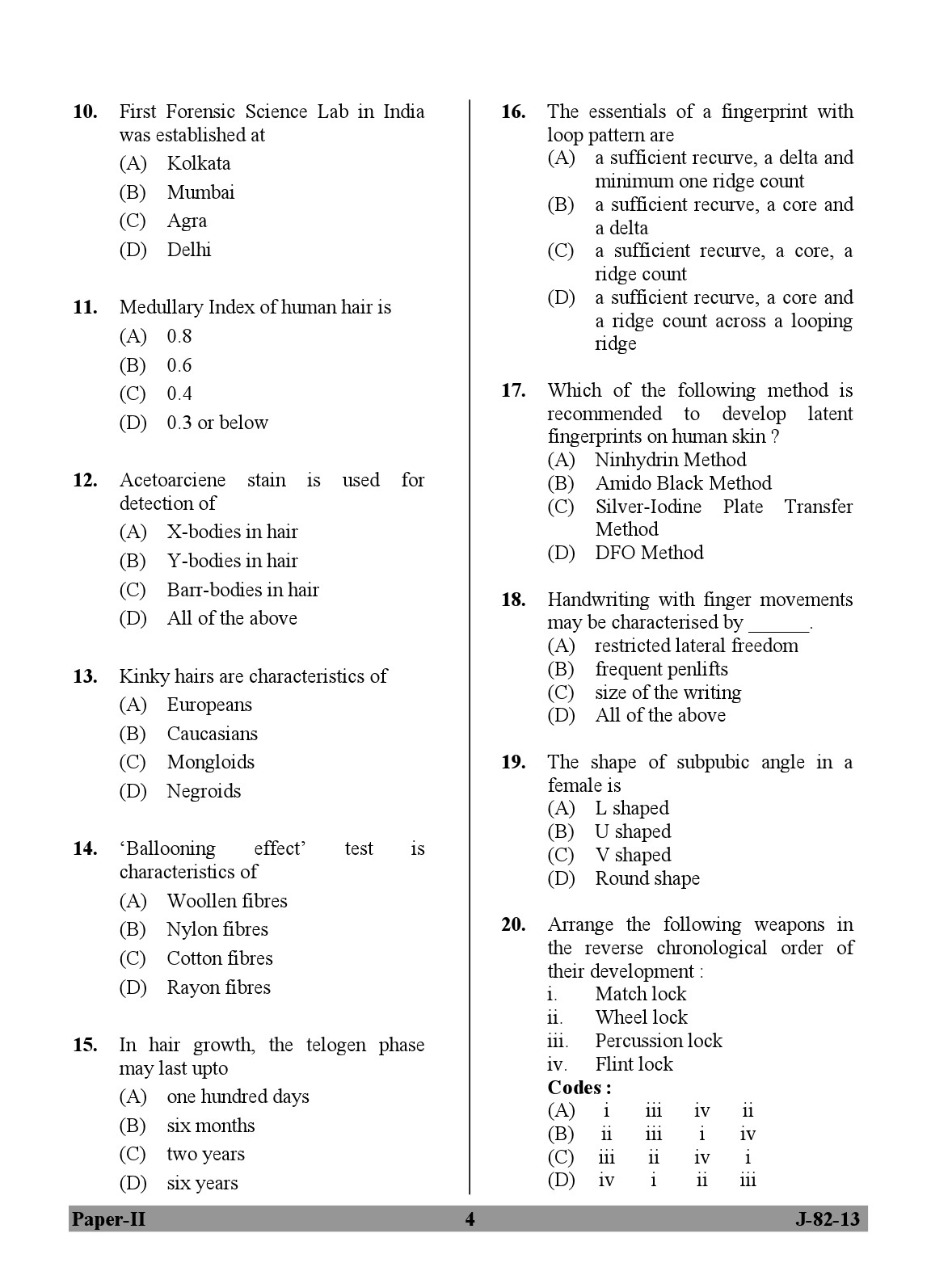 UGC NET Forensic Science Question Paper II June 2013 4