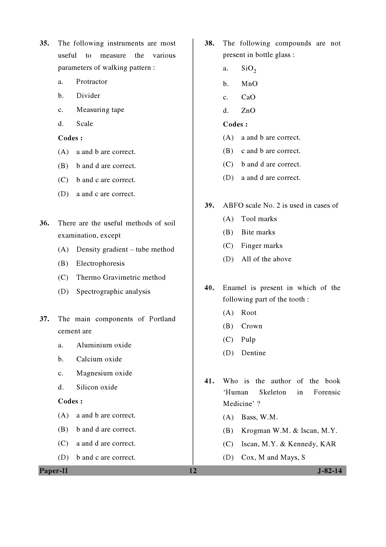 UGC NET Forensic Science Question Paper II June 2014 12