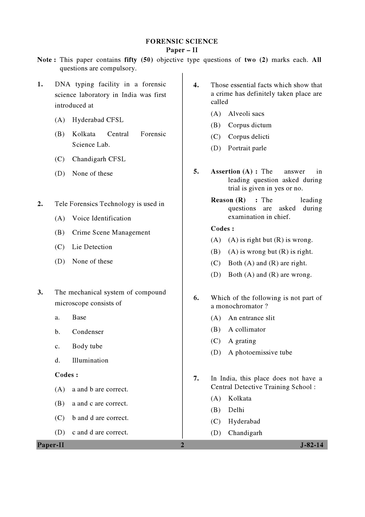 UGC NET Forensic Science Question Paper II June 2014 2