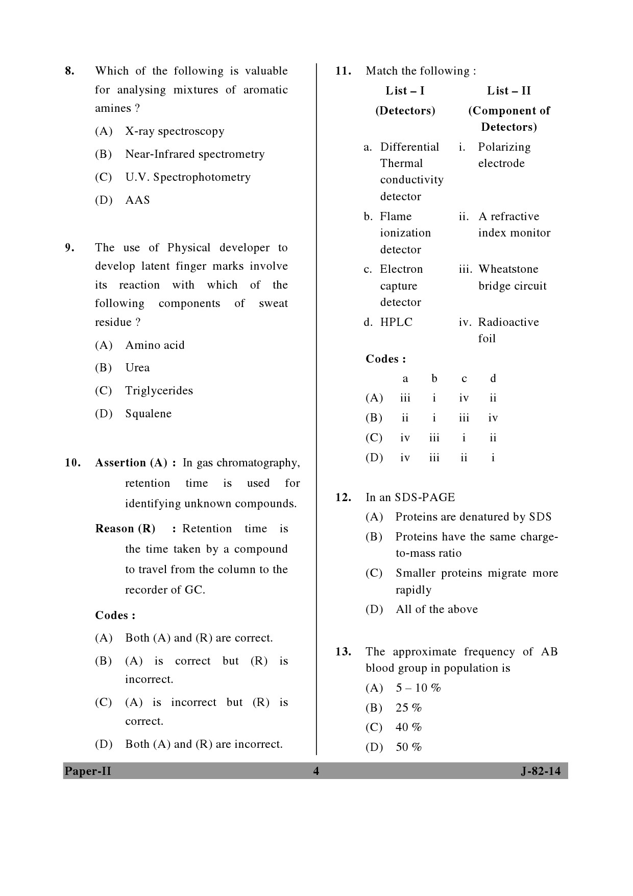 UGC NET Forensic Science Question Paper II June 2014 4