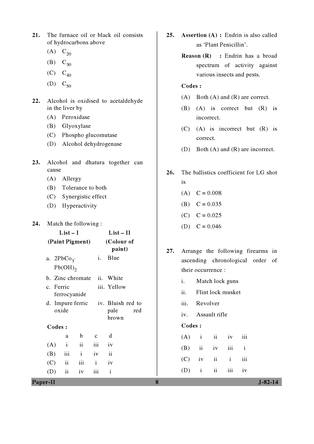 UGC NET Forensic Science Question Paper II June 2014 8