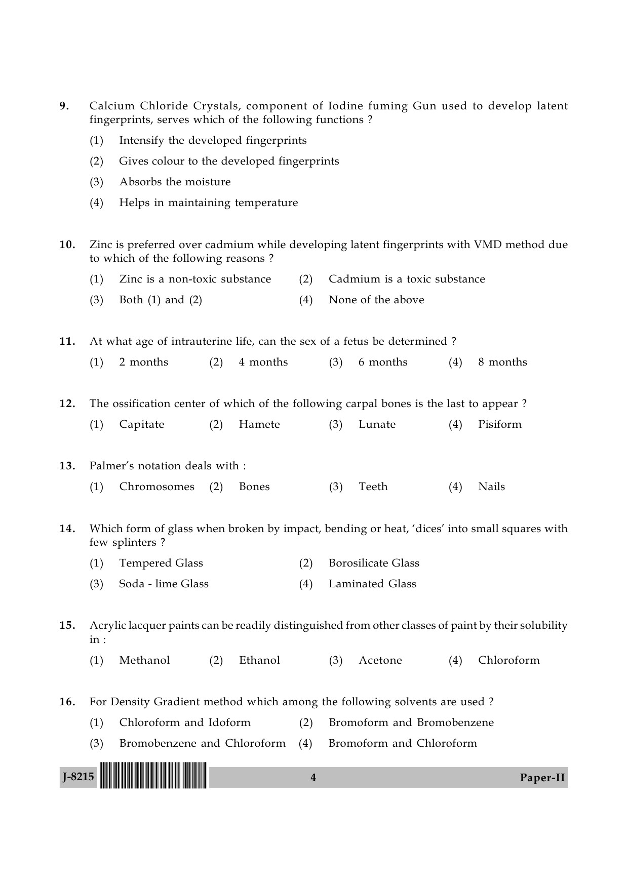 UGC NET Forensic Science Question Paper II June 2015 4