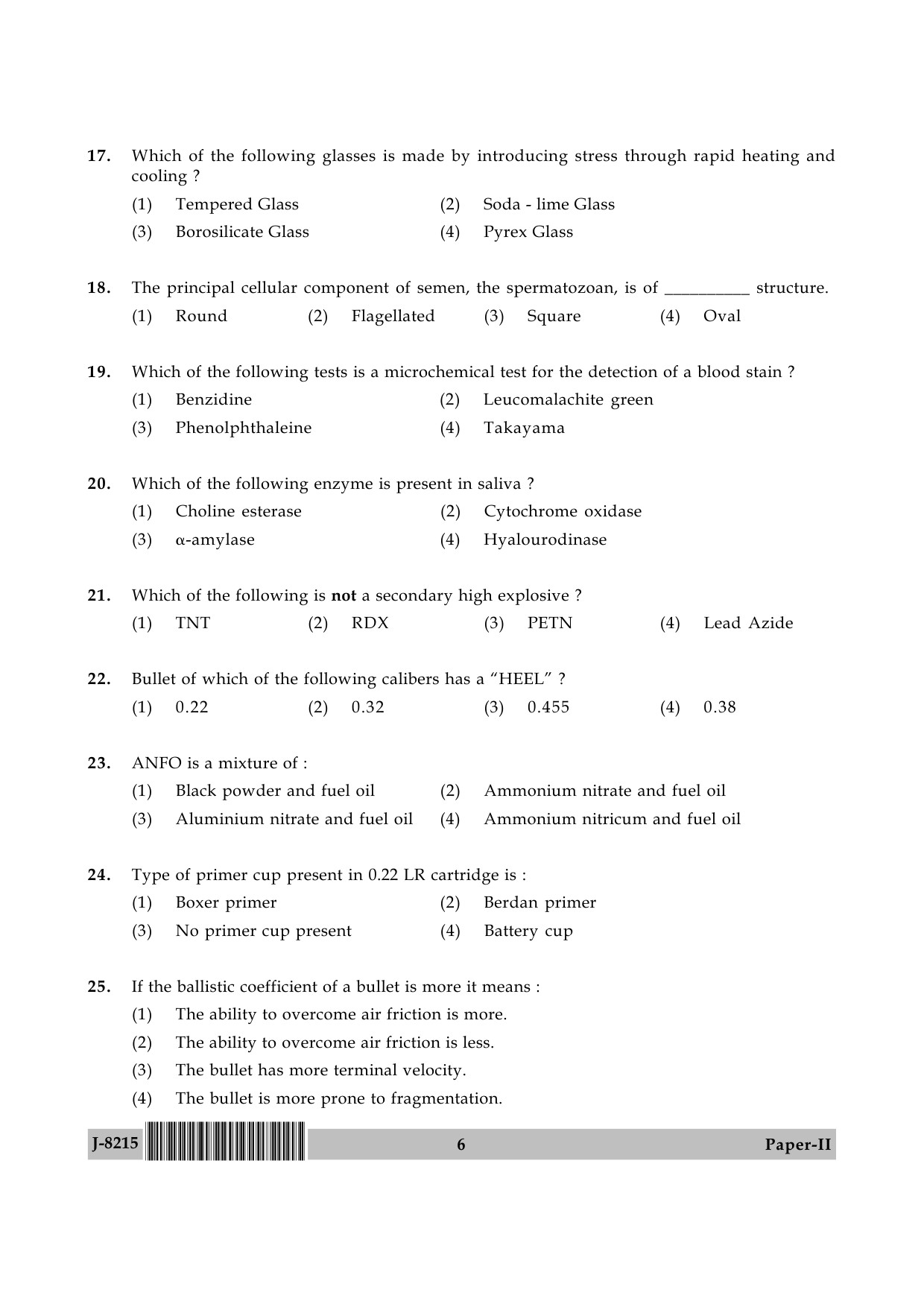 UGC NET Forensic Science Question Paper II June 2015 6