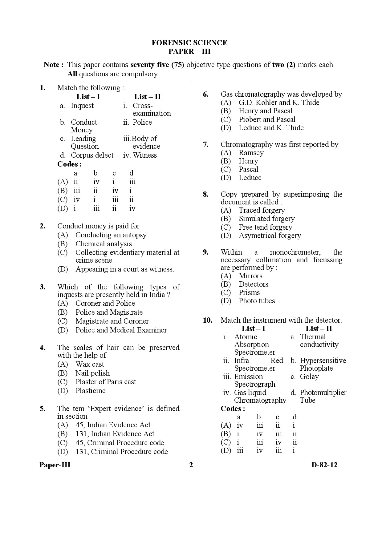 UGC NET Forensic Science Question Paper III December 2012 2