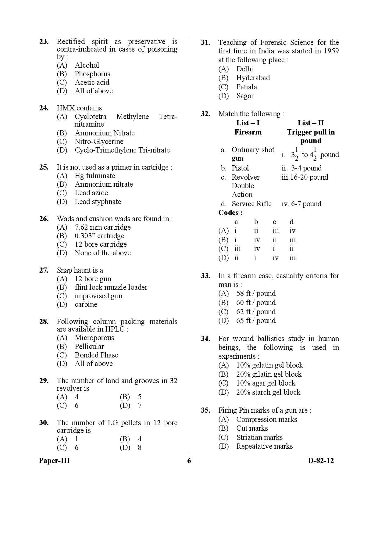 UGC NET Forensic Science Question Paper III December 2012 6