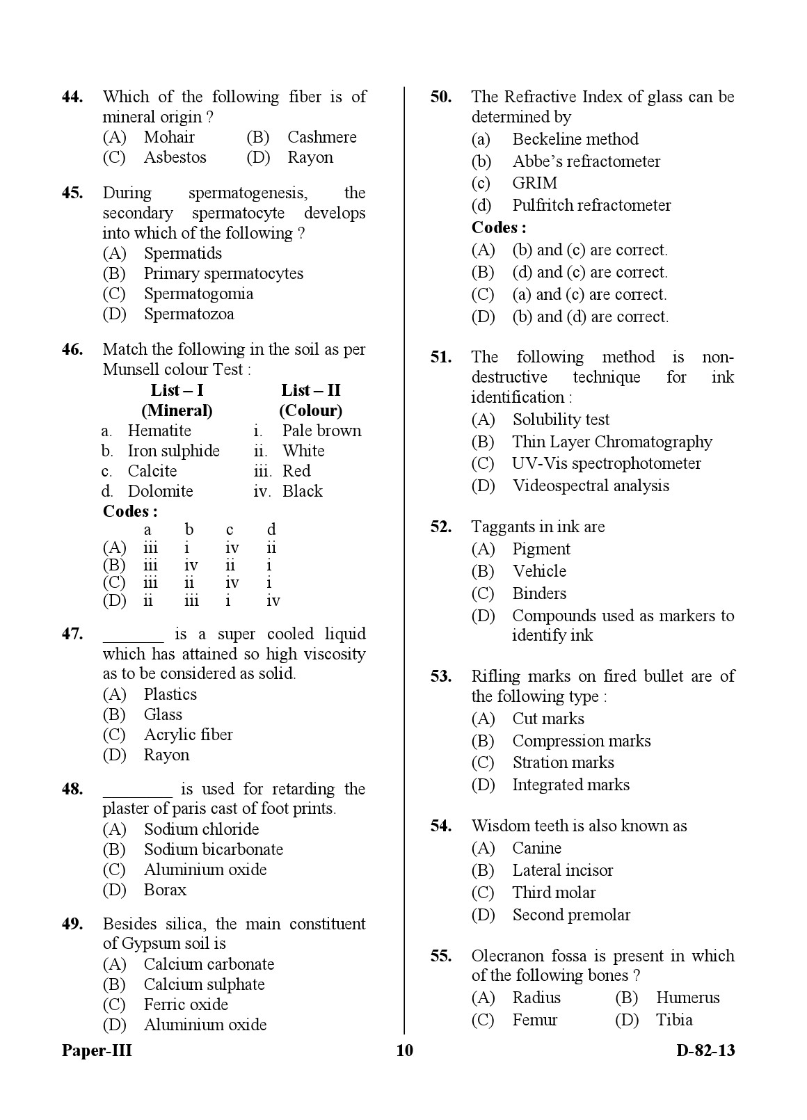 UGC NET Forensic Science Question Paper III December 2013 10