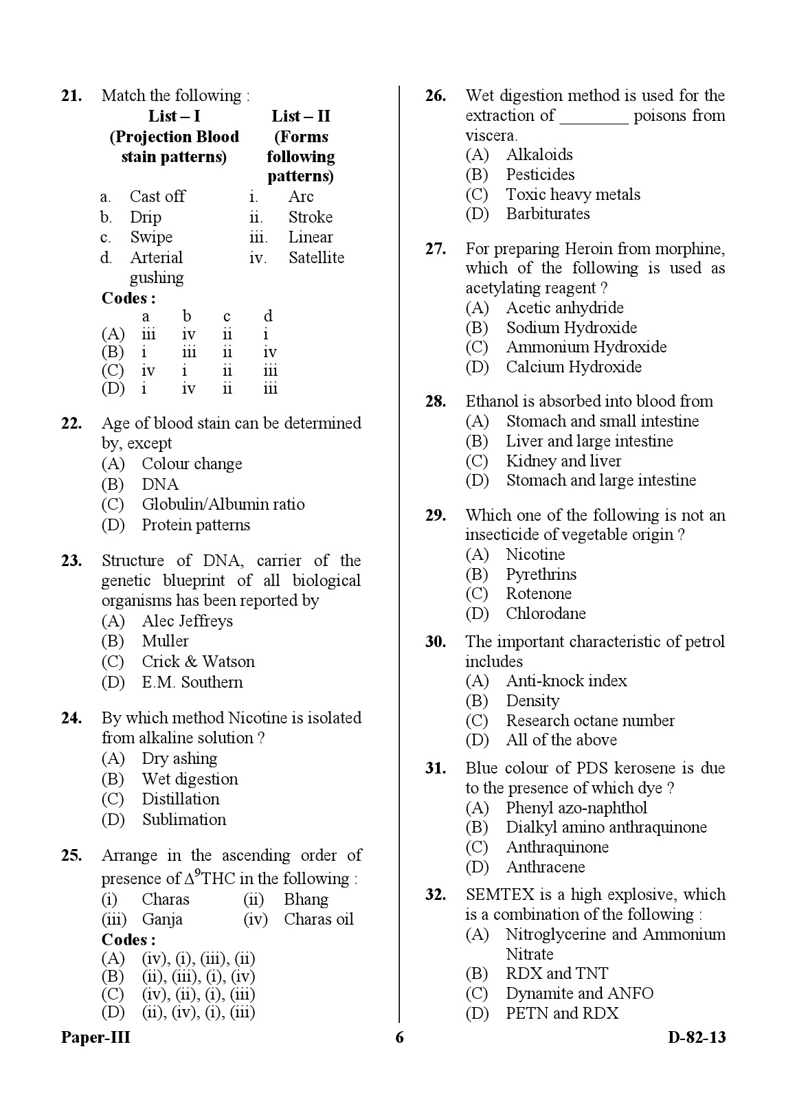 UGC NET Forensic Science Question Paper III December 2013 6