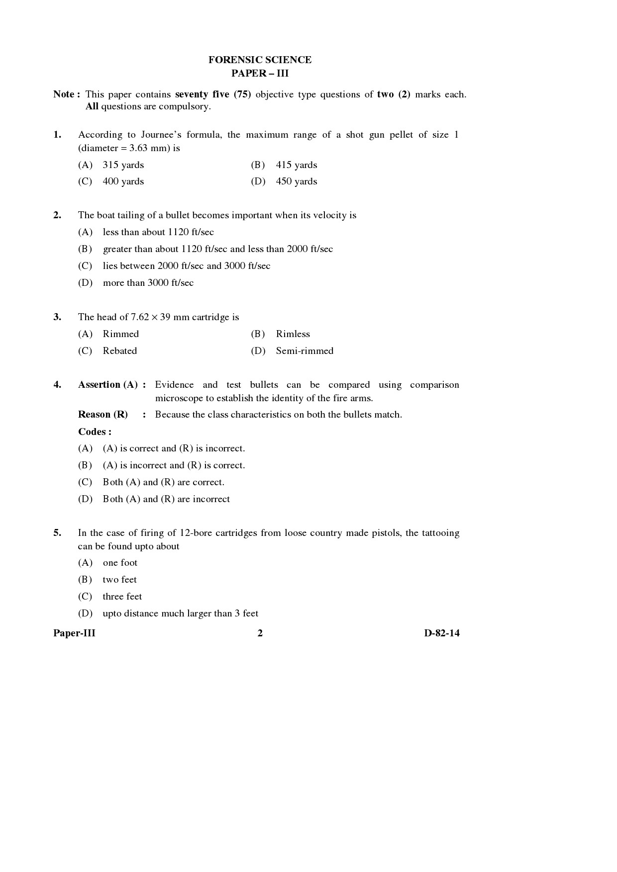 UGC NET Forensic Science Question Paper III December 2014 2