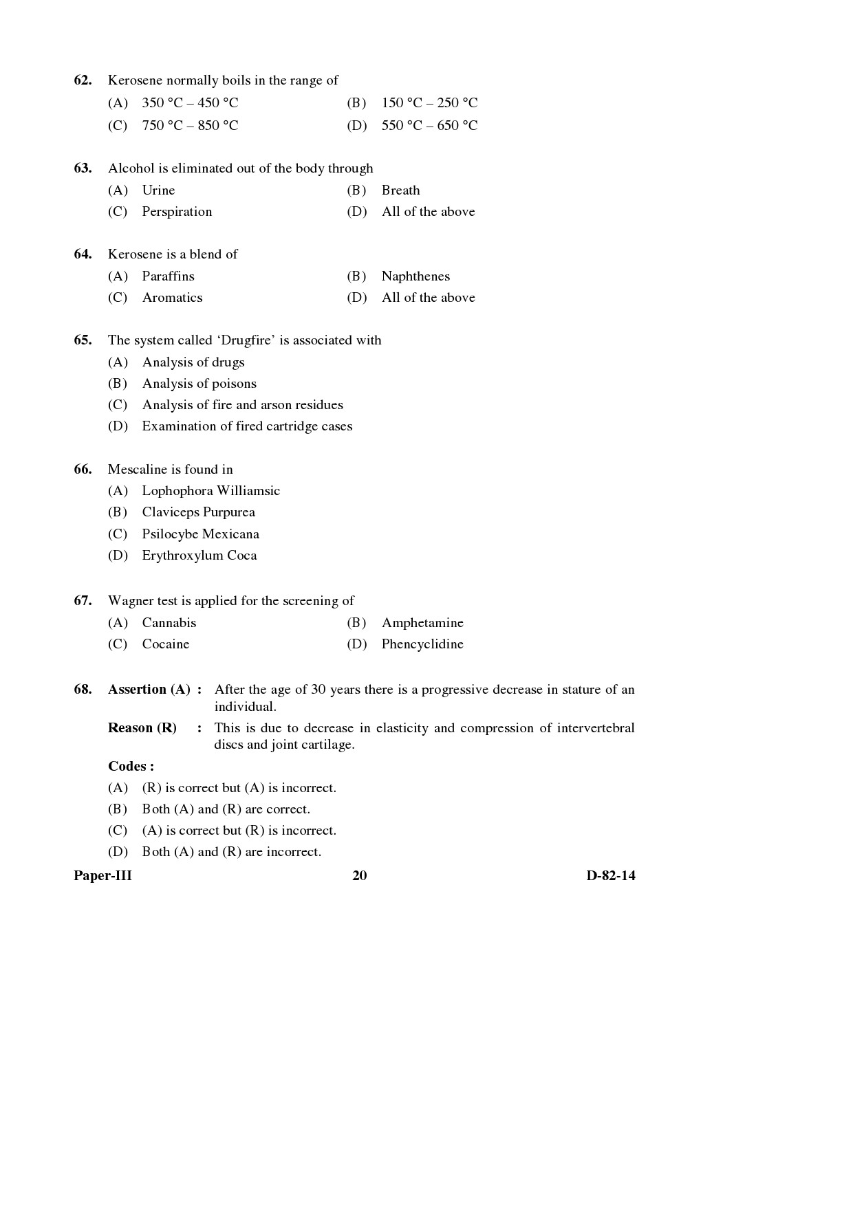 UGC NET Forensic Science Question Paper III December 2014 20