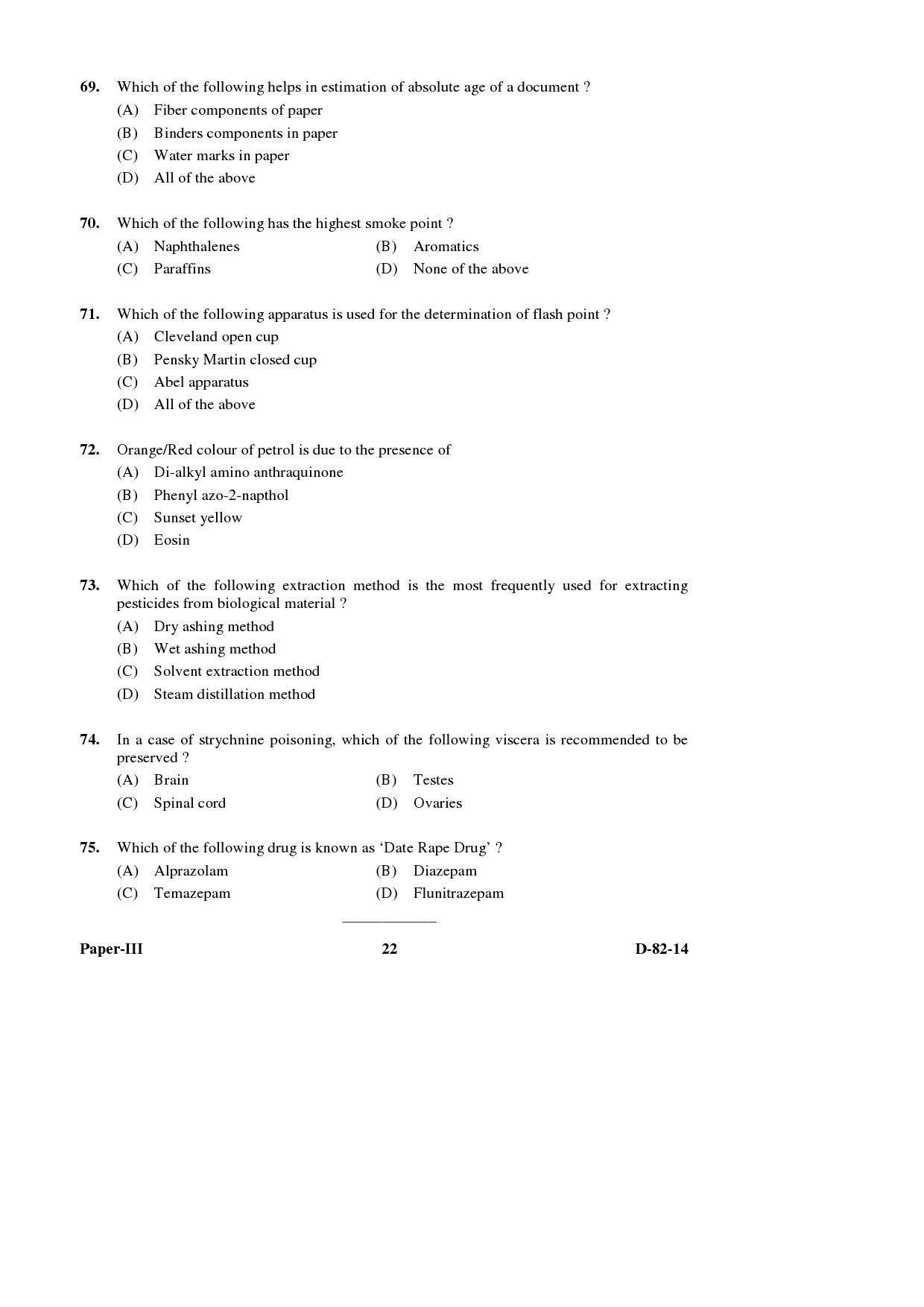 UGC NET Forensic Science Question Paper III December 2014 22