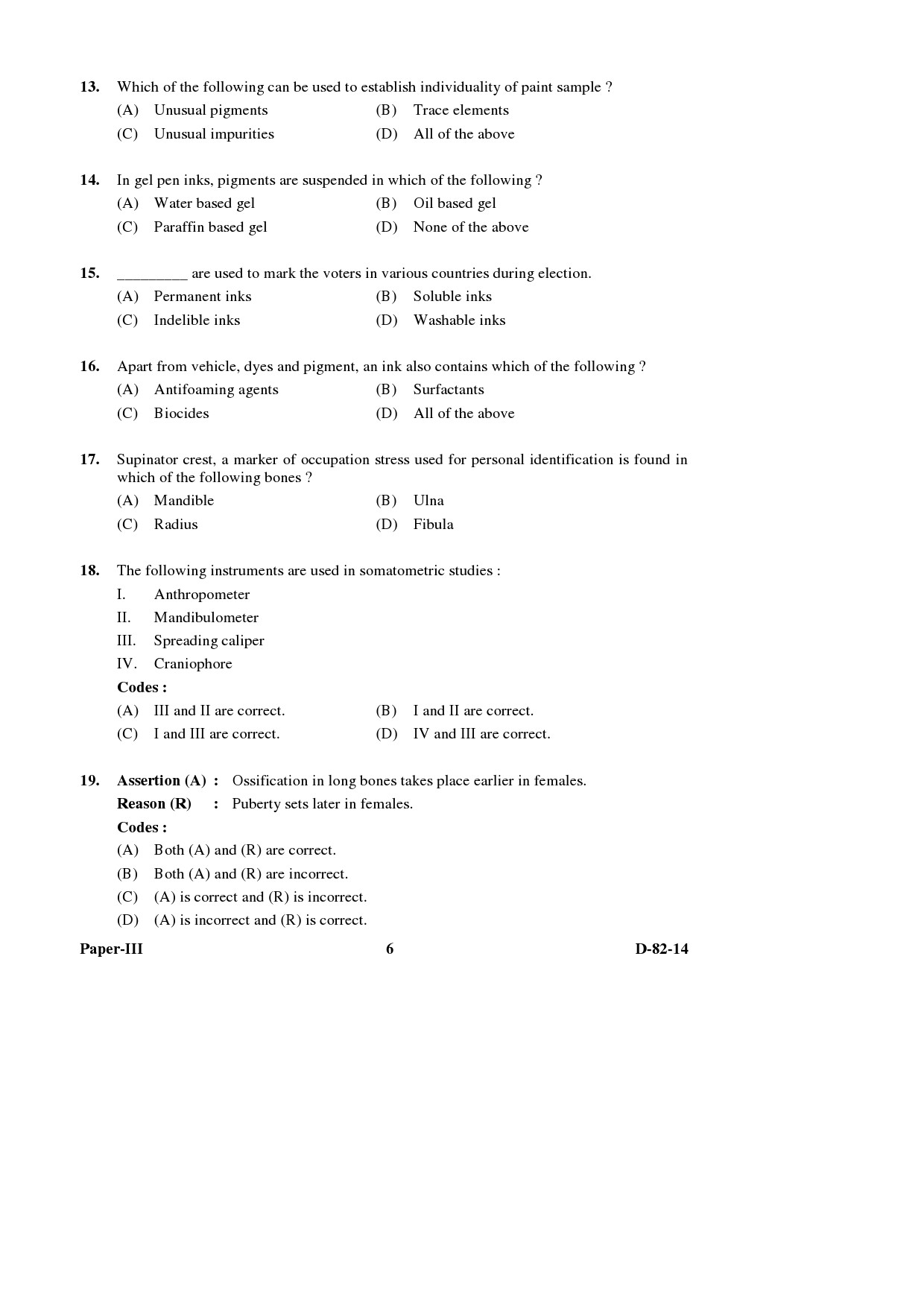 UGC NET Forensic Science Question Paper III December 2014 6