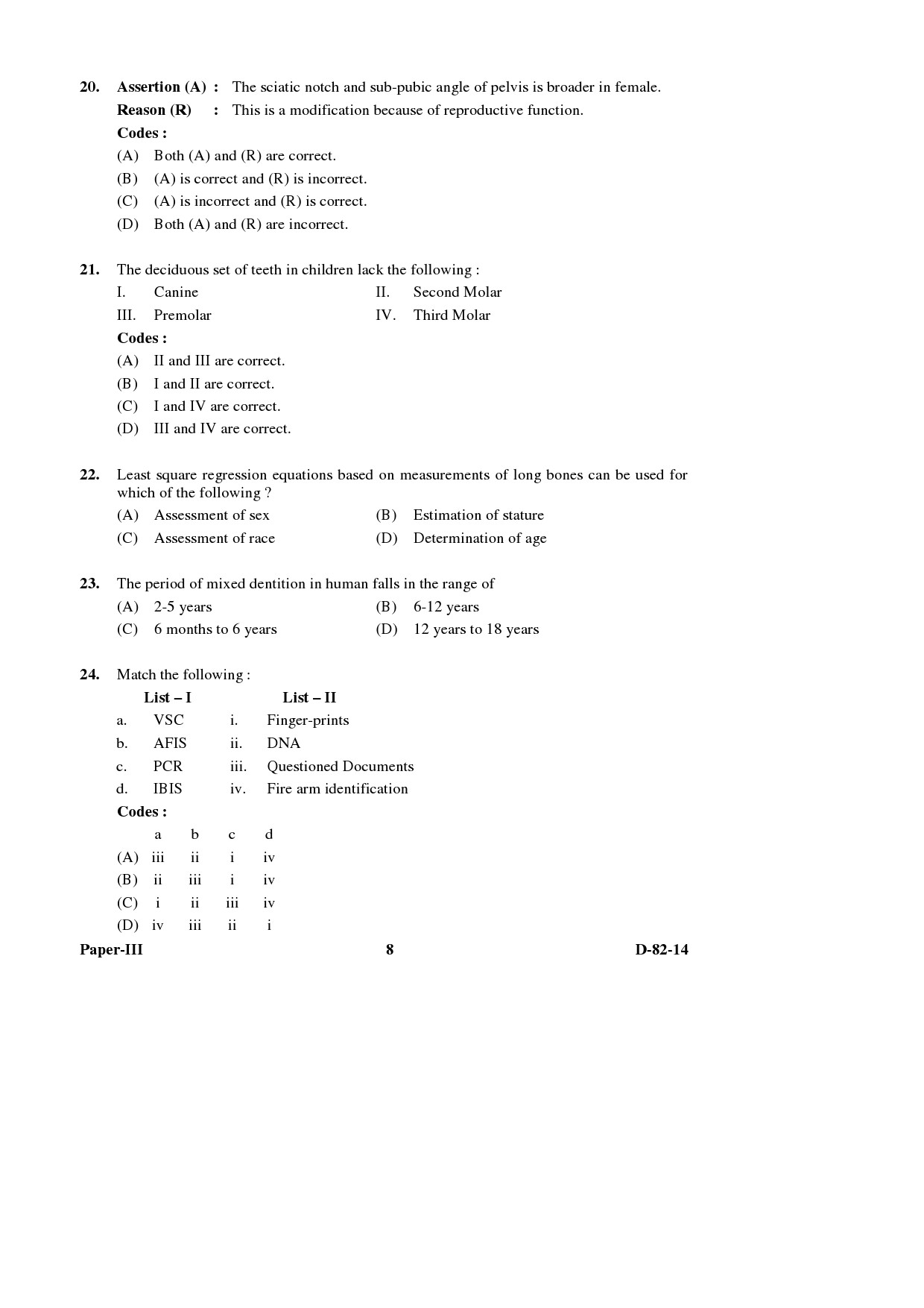 UGC NET Forensic Science Question Paper III December 2014 8