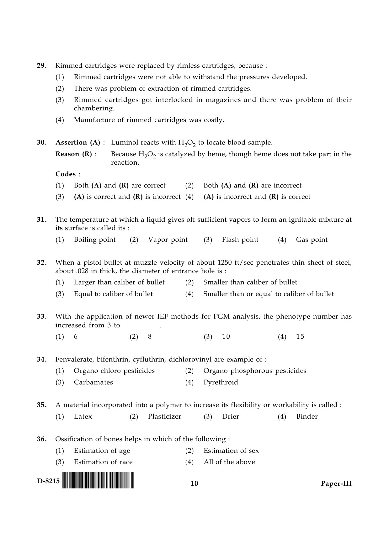 UGC NET Forensic Science Question Paper III December 2015 10