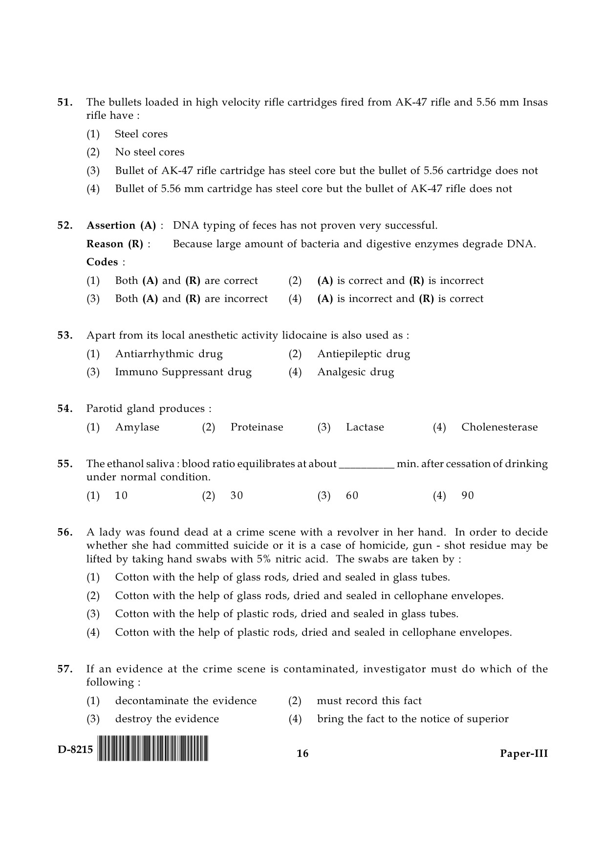 UGC NET Forensic Science Question Paper III December 2015 16