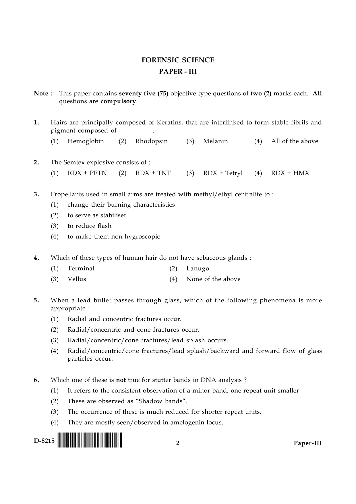 UGC NET Forensic Science Question Paper III December 2015 2