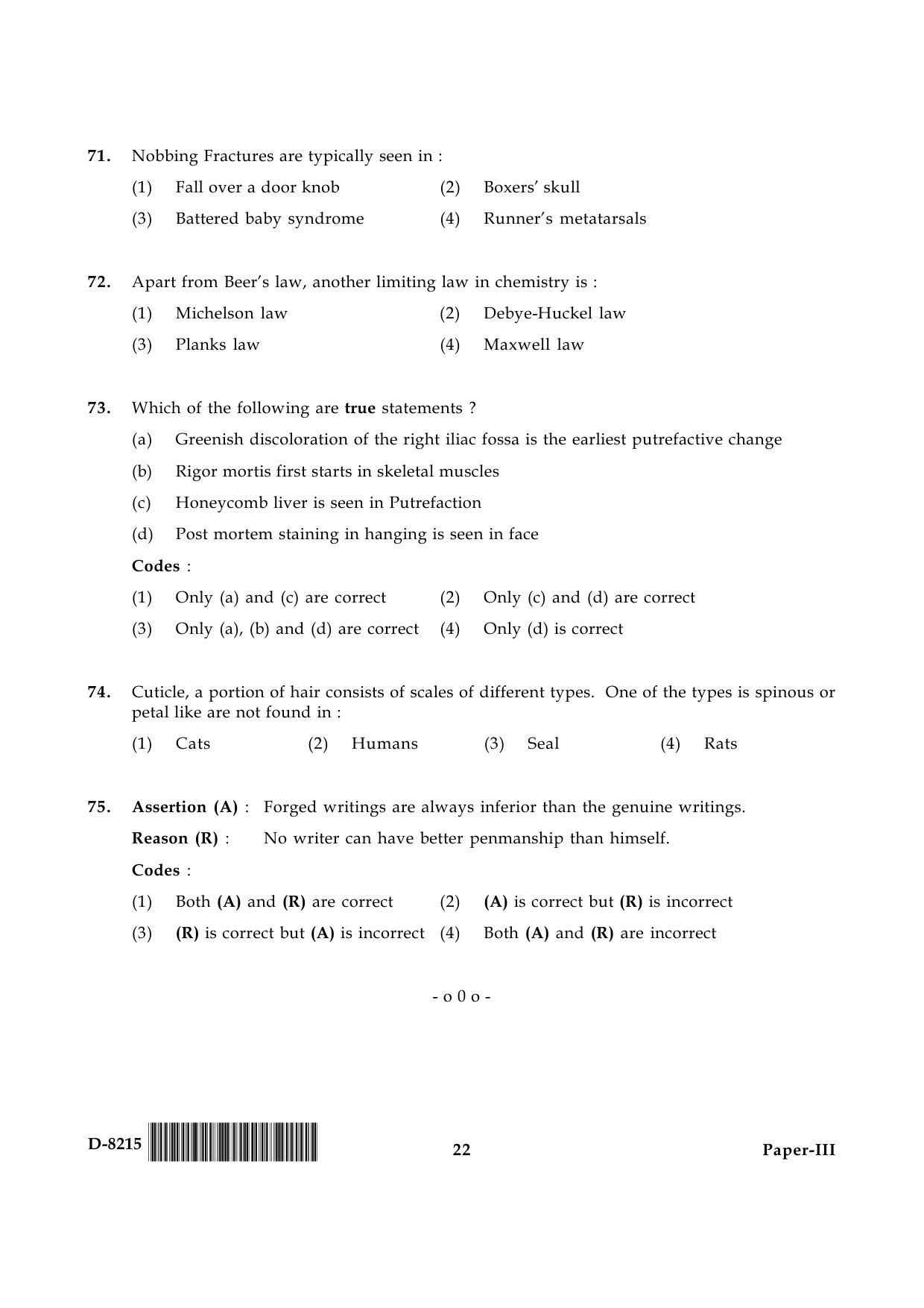 UGC NET Forensic Science Question Paper III December 2015 22