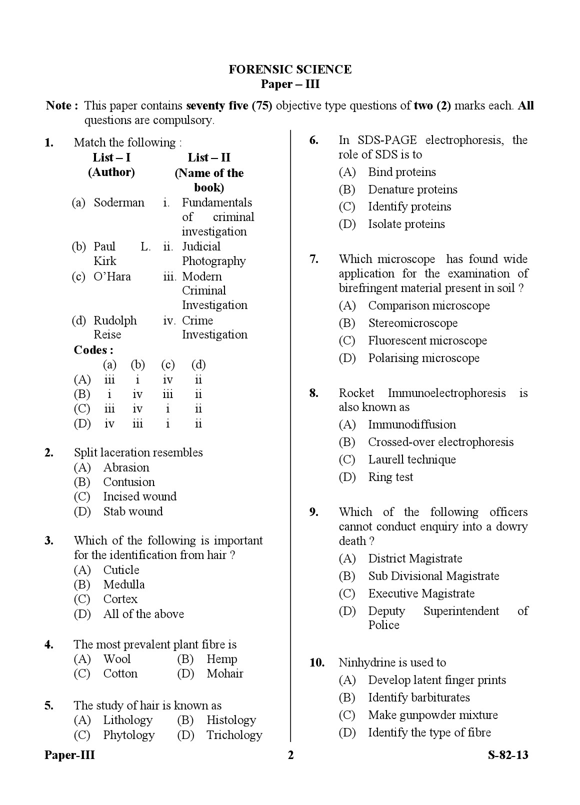 UGC NET Forensic Science Question Paper III Exam September 2013 2