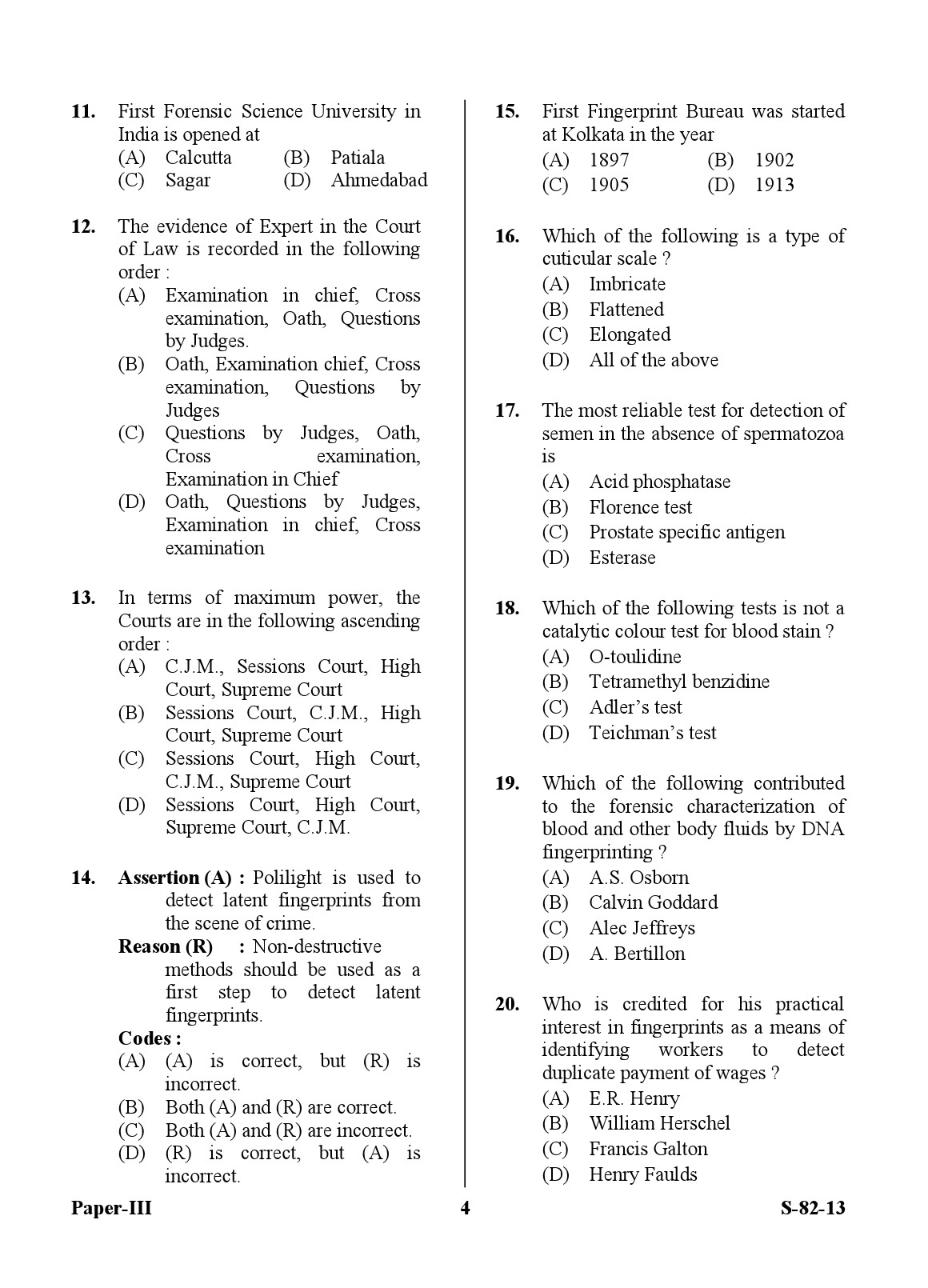 UGC NET Forensic Science Question Paper III Exam September 2013 4