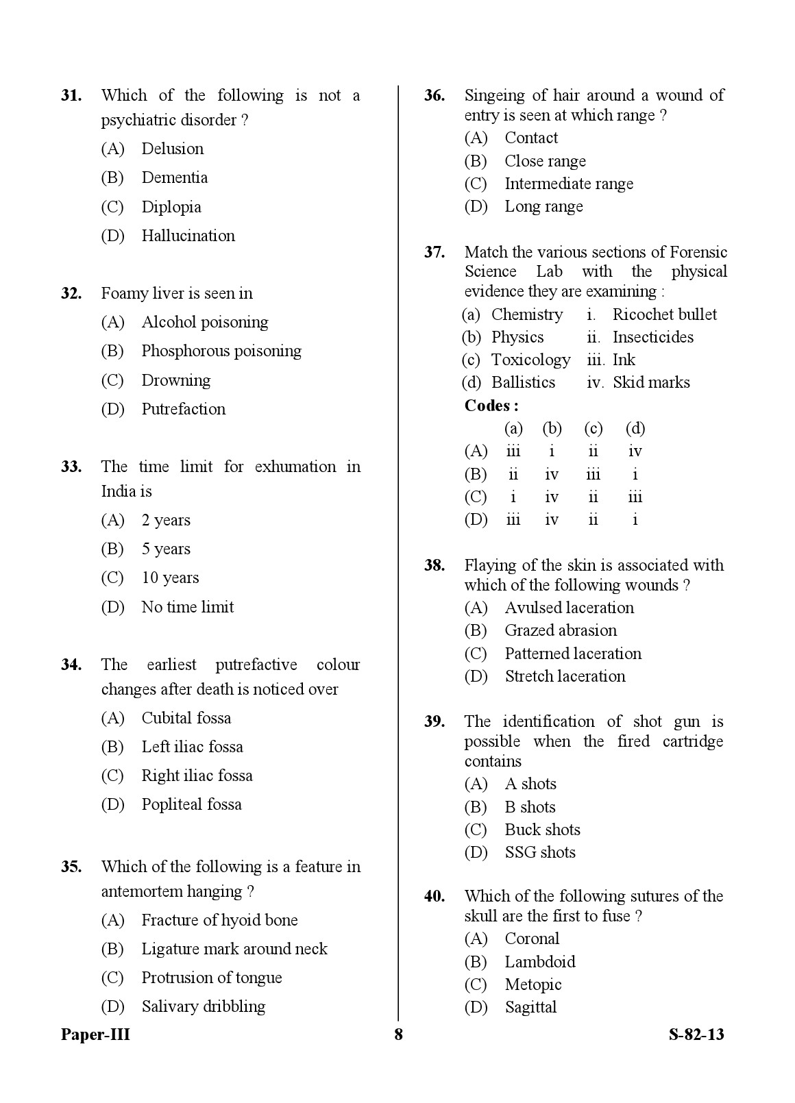 UGC NET Forensic Science Question Paper III Exam September 2013 8