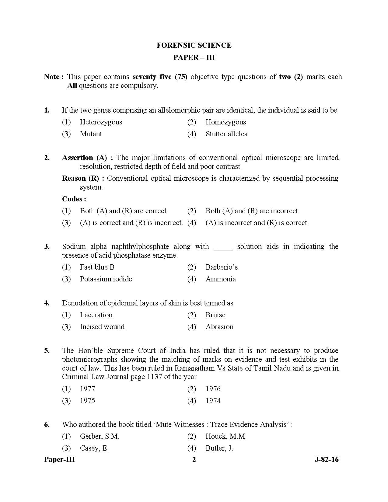 UGC NET Forensic Science Question Paper III July 2016 2