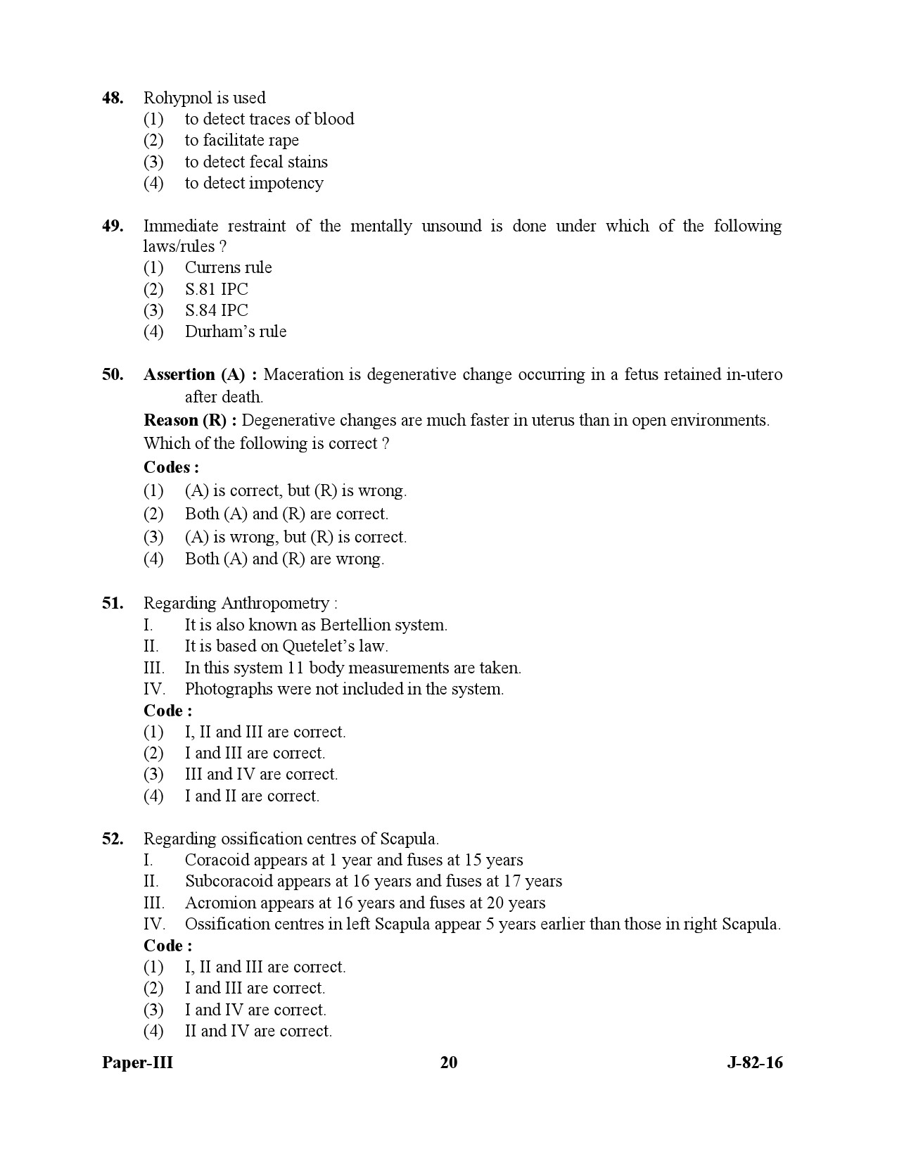 UGC NET Forensic Science Question Paper III July 2016 20