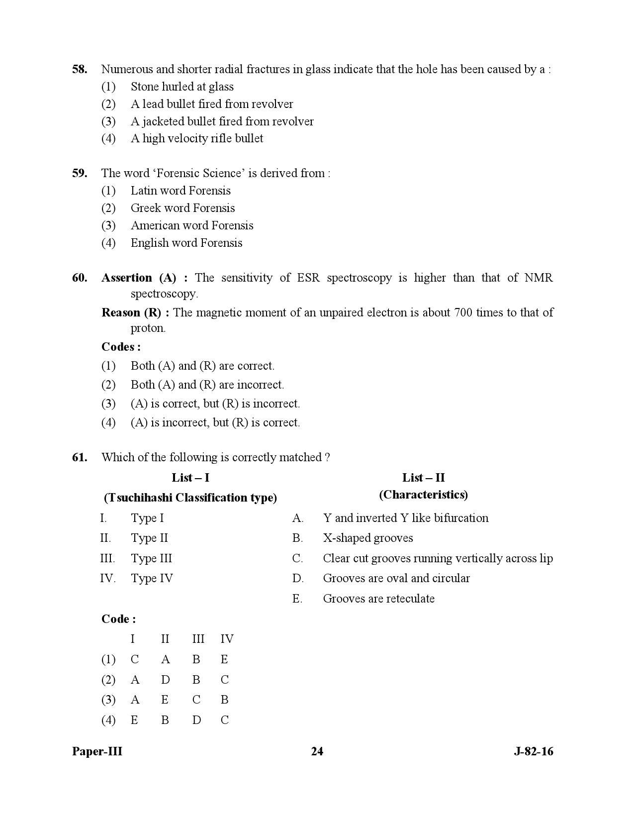 UGC NET Forensic Science Question Paper III July 2016 24