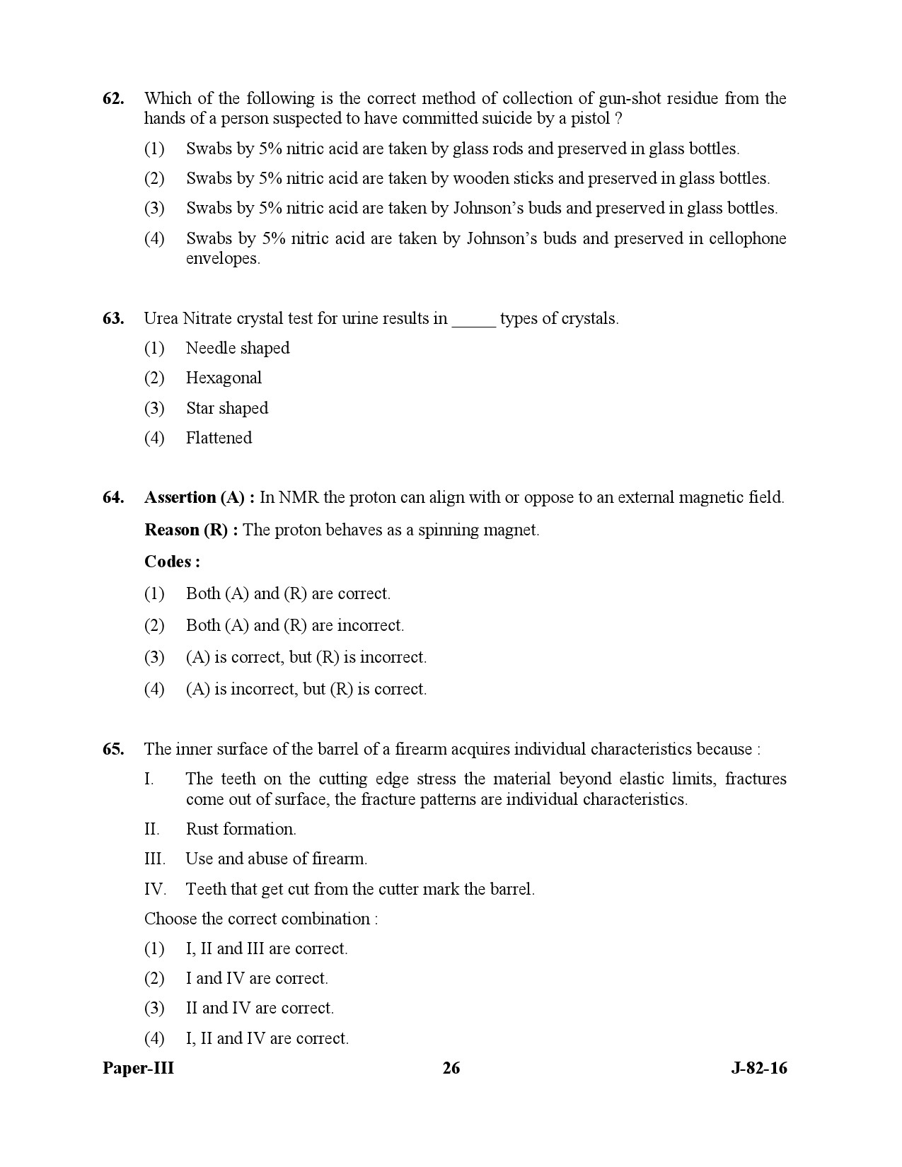 UGC NET Forensic Science Question Paper III July 2016 26