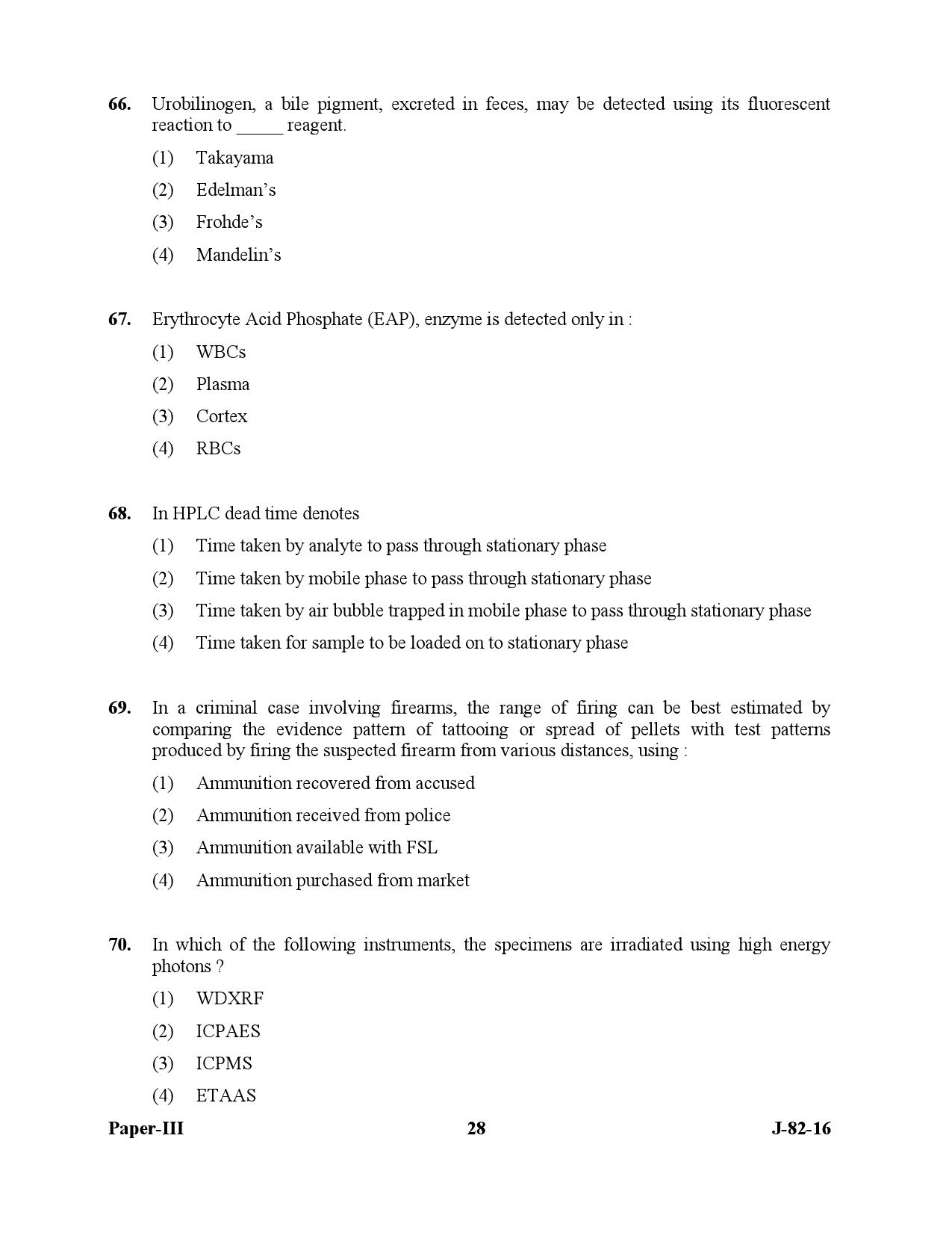 UGC NET Forensic Science Question Paper III July 2016 28