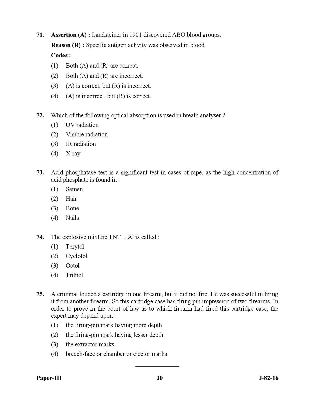 UGC NET Forensic Science Question Paper III July 2016 30