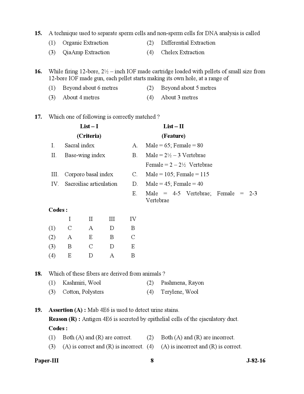 UGC NET Forensic Science Question Paper III July 2016 8