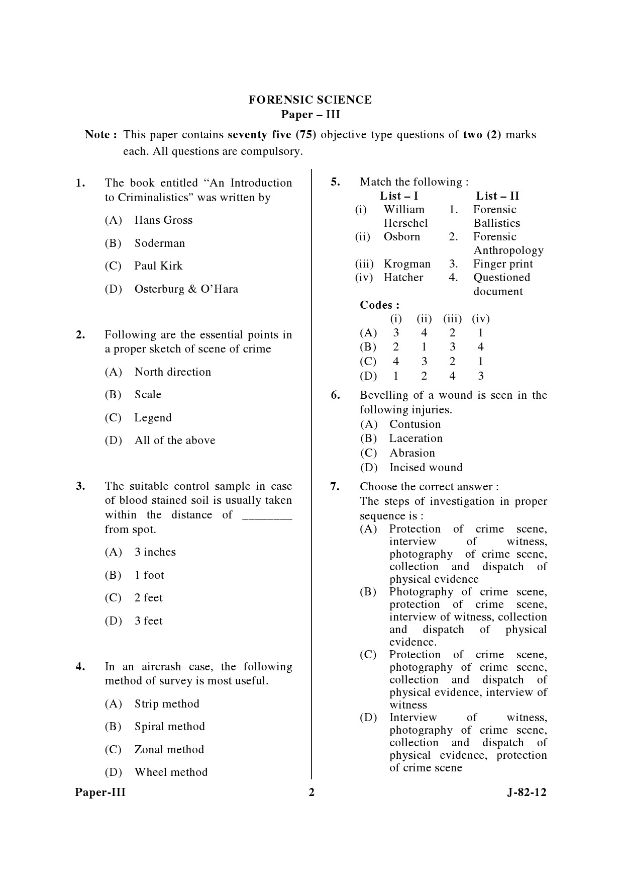 UGC NET Forensic Science Question Paper III June 2012 2