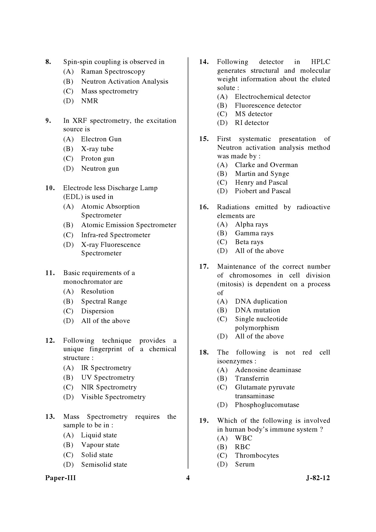 UGC NET Forensic Science Question Paper III June 2012 4