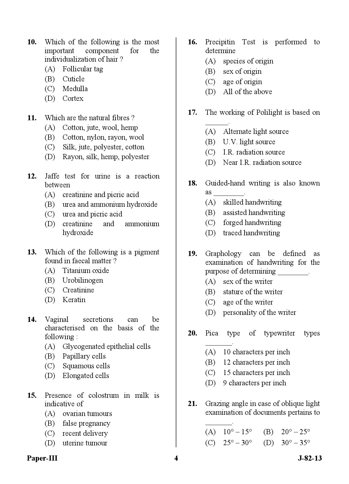 UGC NET Forensic Science Question Paper III June 2013 4