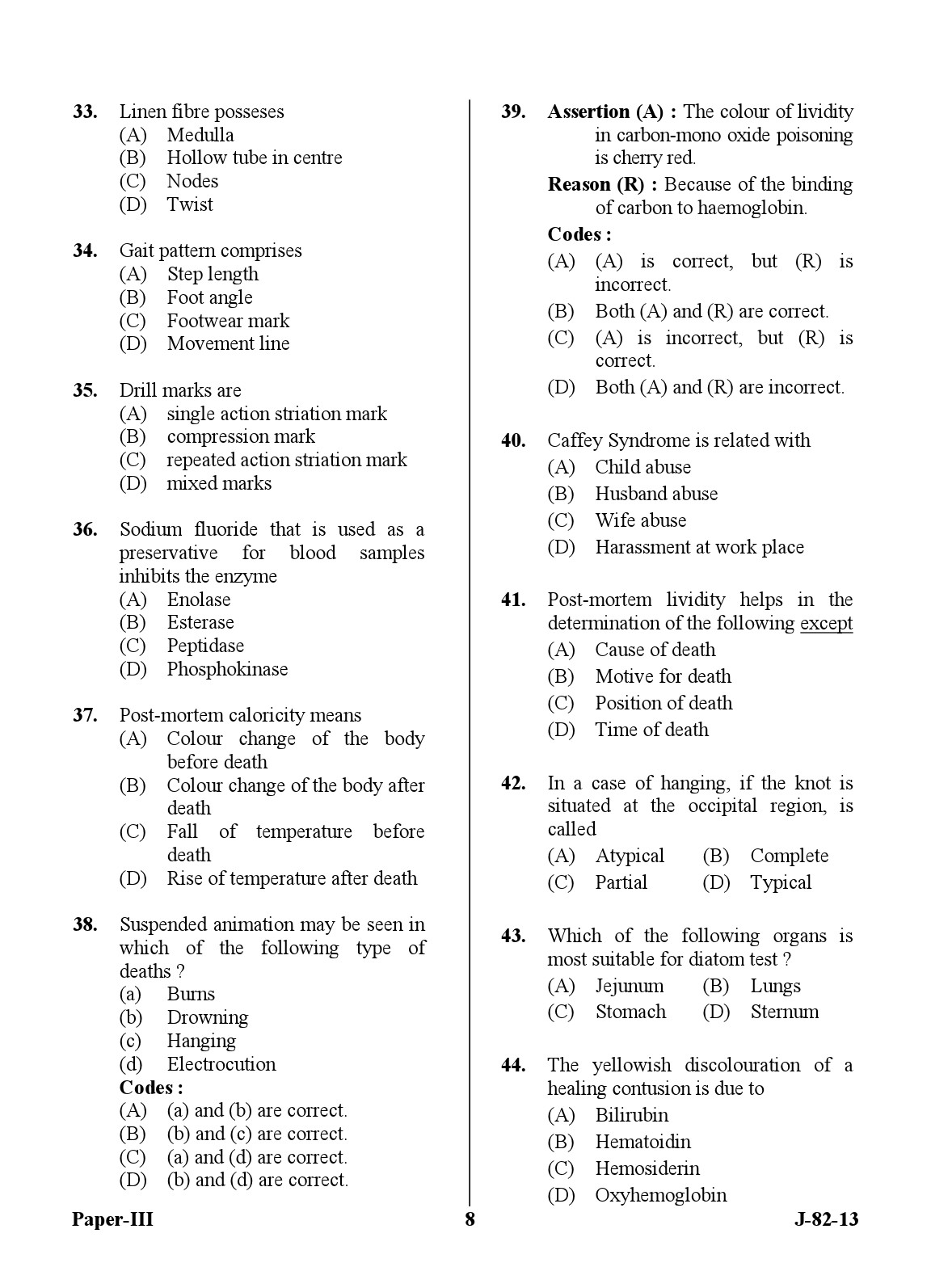 UGC NET Forensic Science Question Paper III June 2013 8