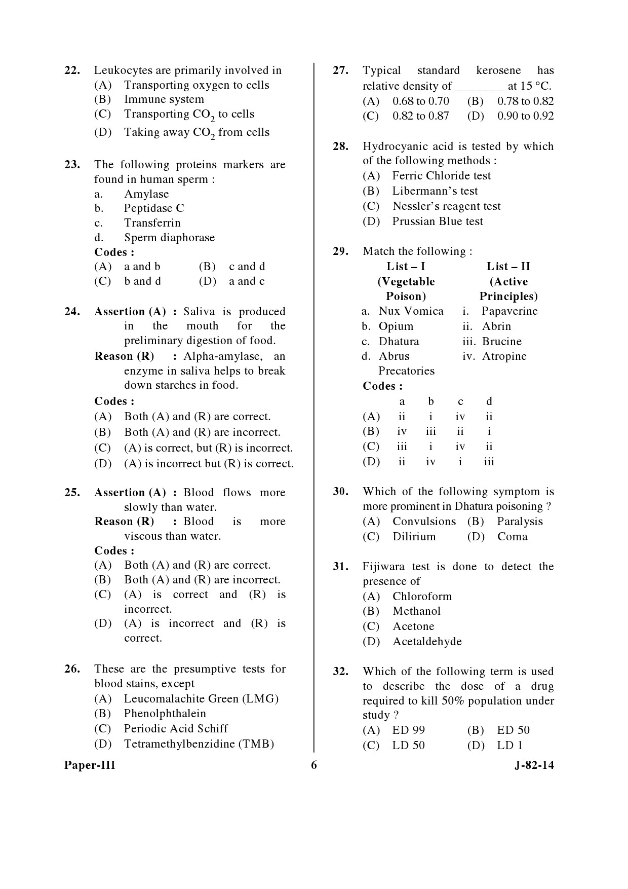 UGC NET Forensic Science Question Paper III June 2014 6