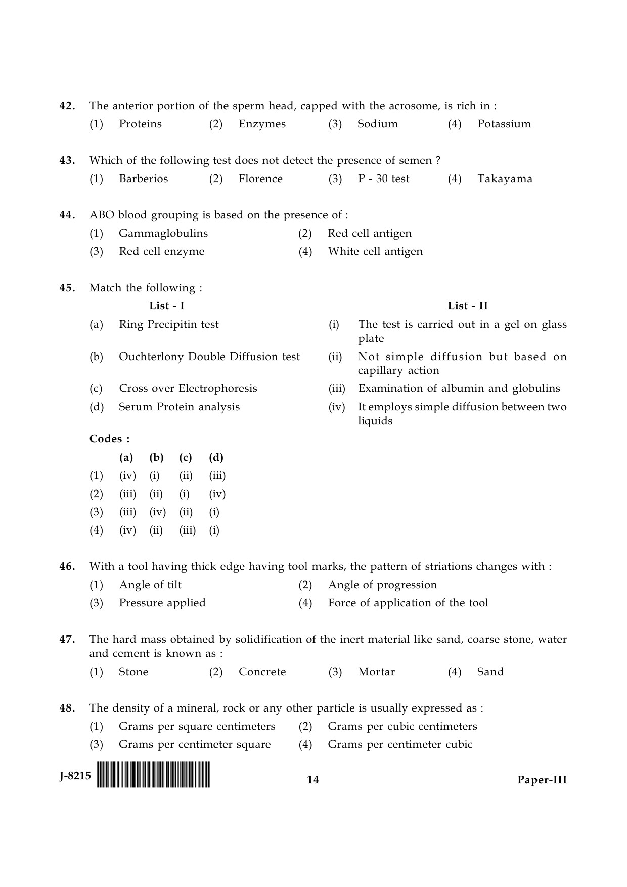 UGC NET Forensic Science Question Paper III June 2015 14