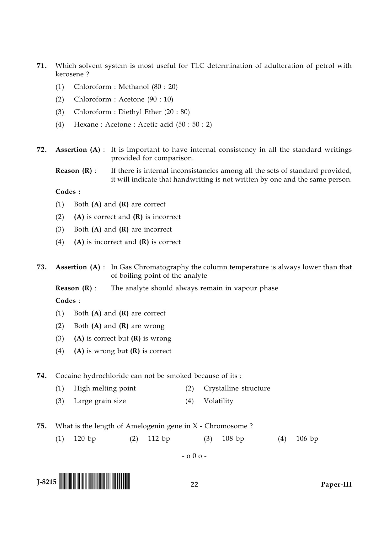 UGC NET Forensic Science Question Paper III June 2015 22