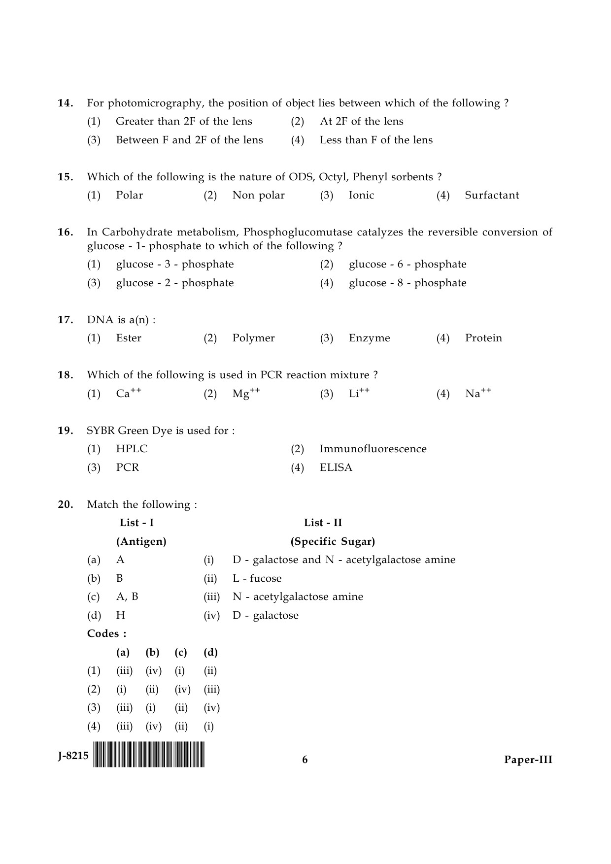 UGC NET Forensic Science Question Paper III June 2015 6