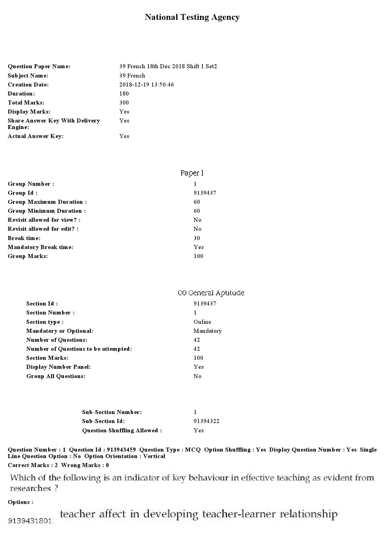 UGC NET French Question Paper December 2018 1