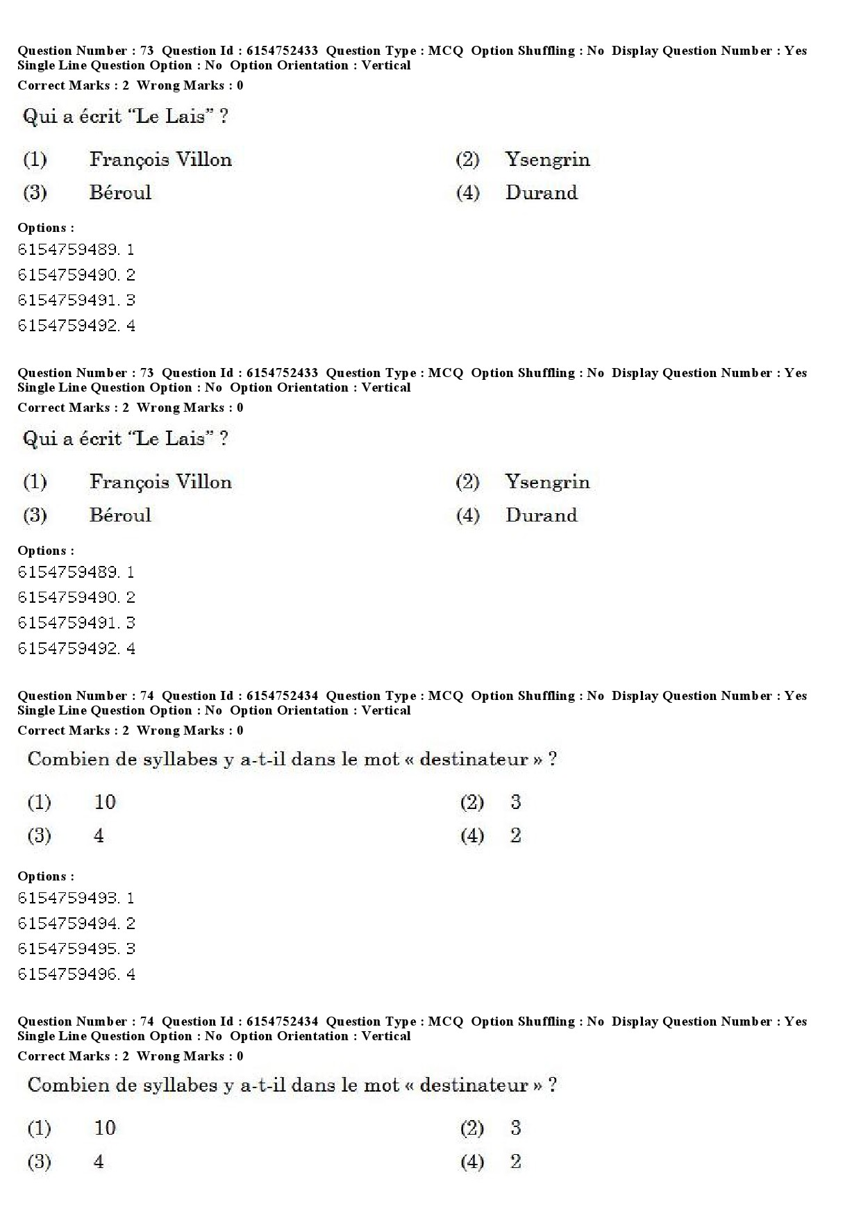 UGC NET French Question Paper December 2019 57