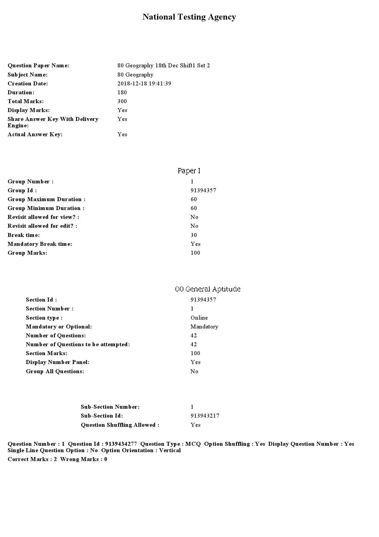 UGC NET Geography Question Paper December 2018 1