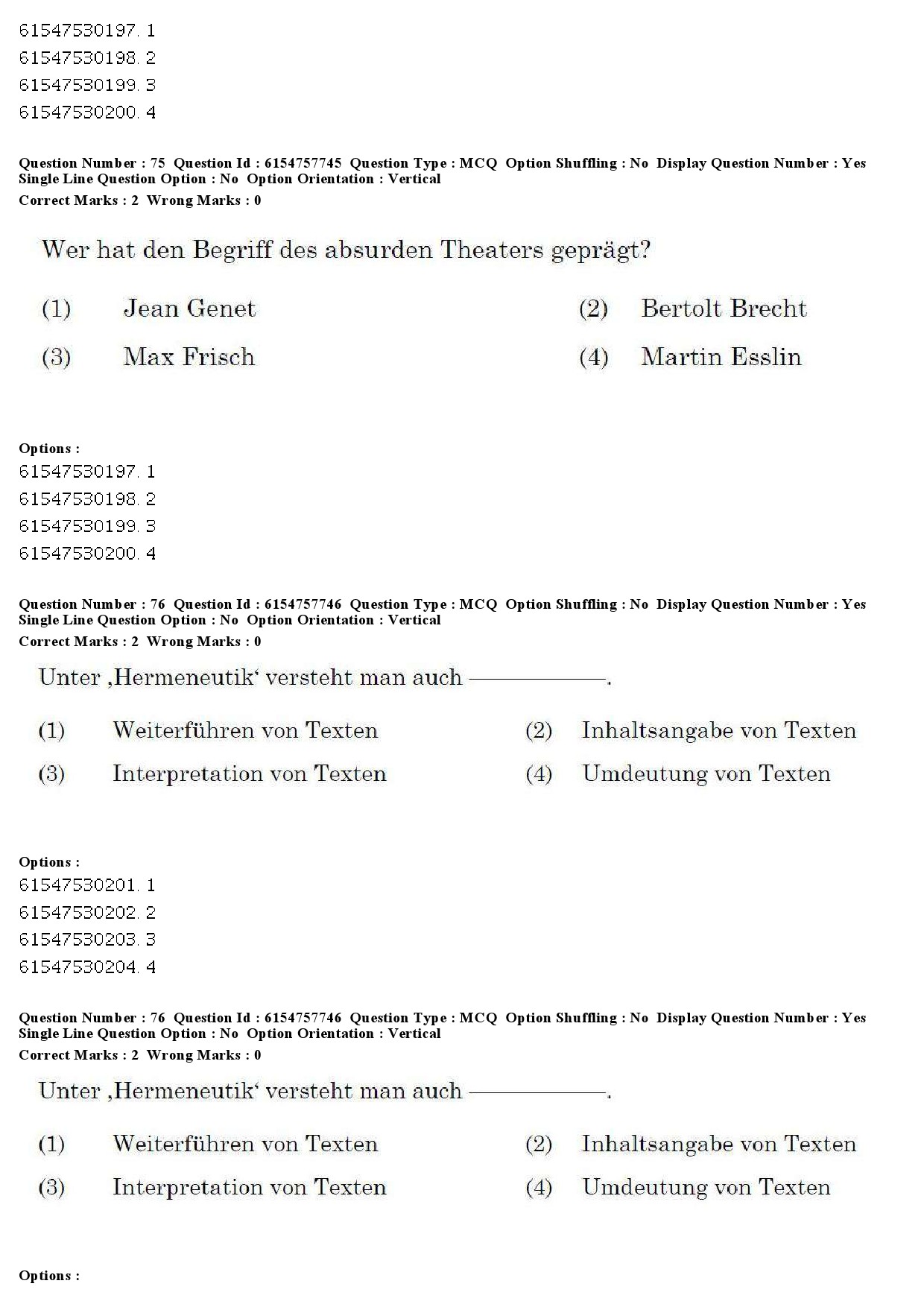 UGC NET German Question Paper December 2019 73