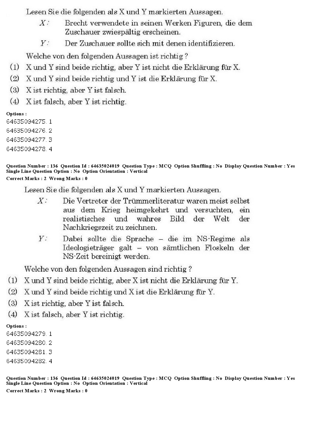 UGC NET German Question Paper June 2019 112