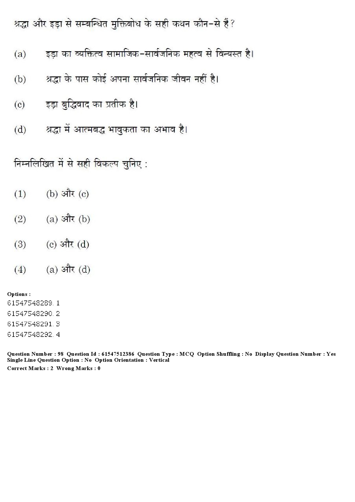 UGC NET Hindi Question Paper December 2019 100