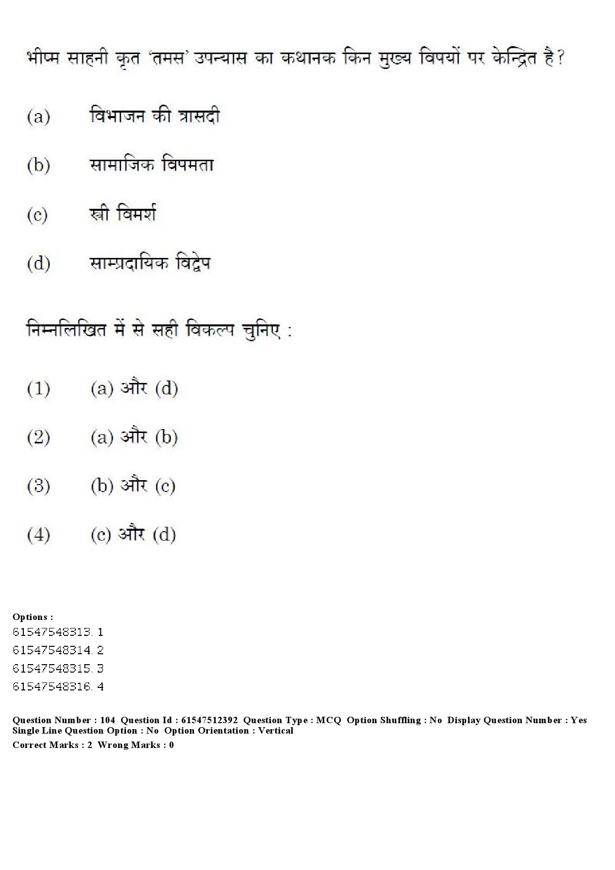 UGC NET Hindi Question Paper December 2019 112