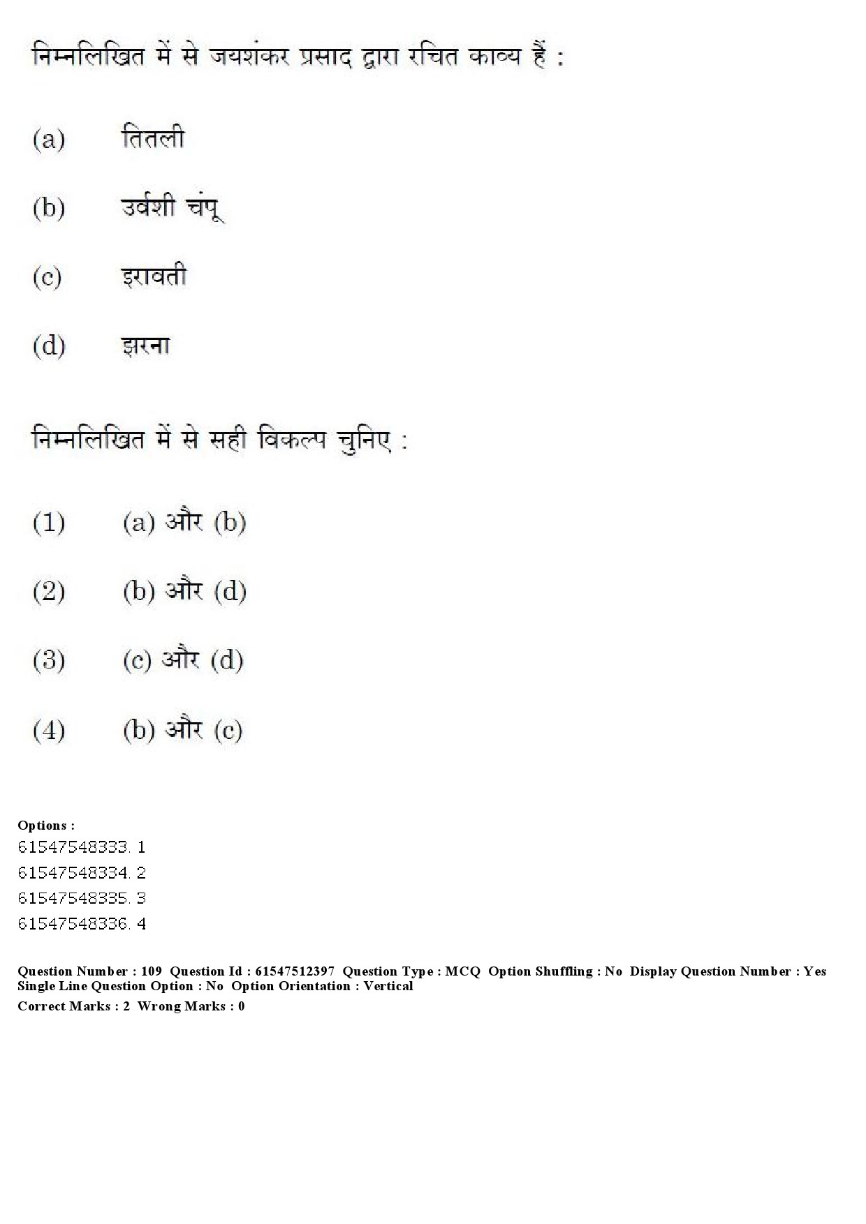 UGC NET Hindi Question Paper December 2019 122