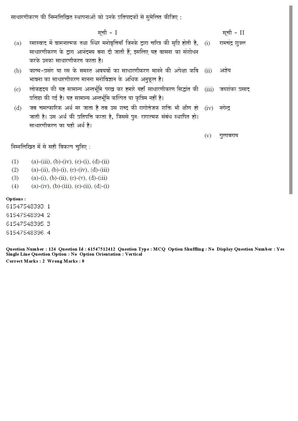 UGC NET Hindi Question Paper December 2019 152